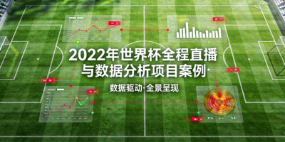 2022年世界杯全程直播与数据分析项目案例封面 - 足球场与数据图表融合